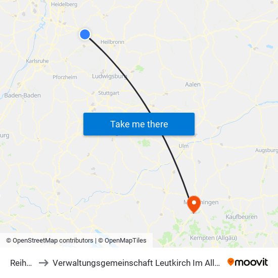 Reihen to Verwaltungsgemeinschaft Leutkirch Im Allgäu map