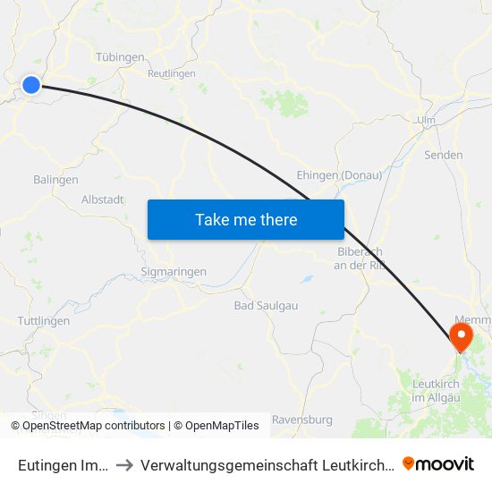 Eutingen Im Gäu to Verwaltungsgemeinschaft Leutkirch Im Allgäu map