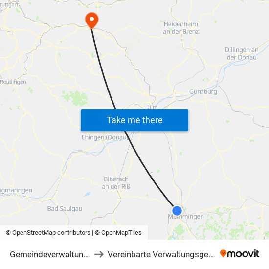 Gemeindeverwaltungsverband Rot-Tannheim to Vereinbarte Verwaltungsgemeinschaft Der Stadt Göppingen map