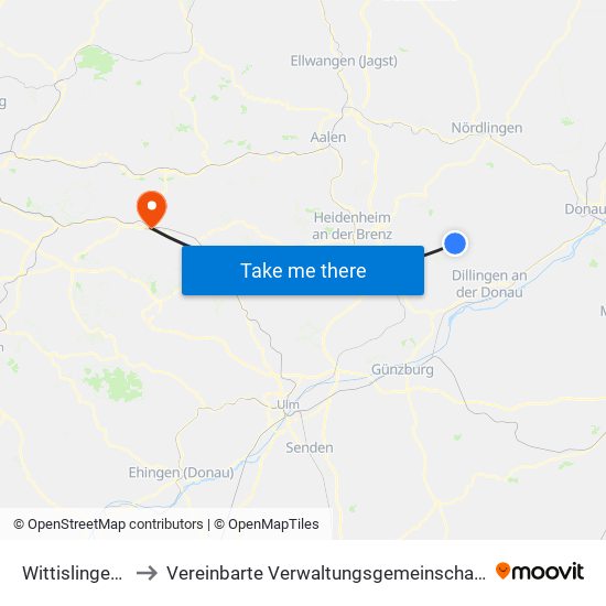 Wittislingen (Vgem) to Vereinbarte Verwaltungsgemeinschaft Der Stadt Göppingen map