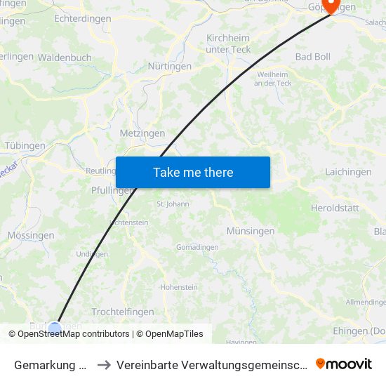 Gemarkung Burladingen to Vereinbarte Verwaltungsgemeinschaft Der Stadt Göppingen map