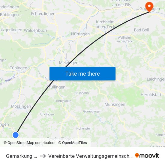 Gemarkung Jungingen to Vereinbarte Verwaltungsgemeinschaft Der Stadt Göppingen map