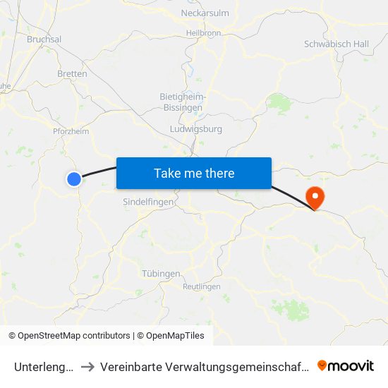 Unterlengenhardt to Vereinbarte Verwaltungsgemeinschaft Der Stadt Göppingen map