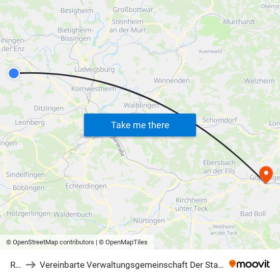 Riet to Vereinbarte Verwaltungsgemeinschaft Der Stadt Göppingen map