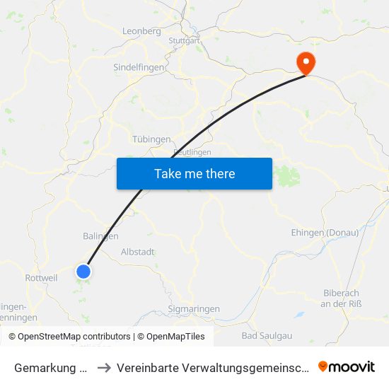 Gemarkung Ratshausen to Vereinbarte Verwaltungsgemeinschaft Der Stadt Göppingen map