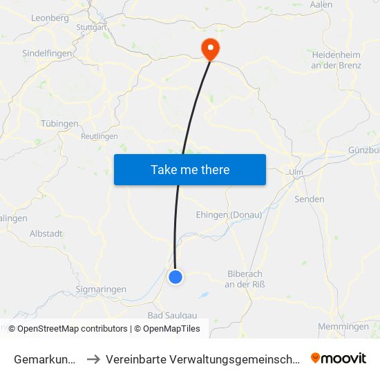 Gemarkung Heudorf to Vereinbarte Verwaltungsgemeinschaft Der Stadt Göppingen map