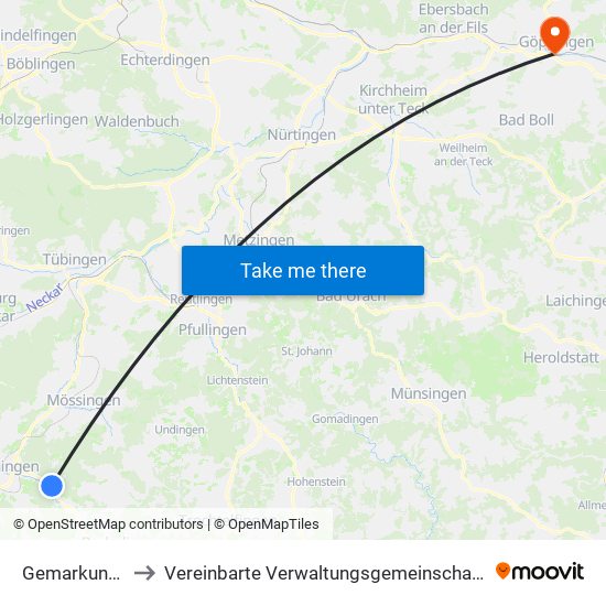 Gemarkung Schlatt to Vereinbarte Verwaltungsgemeinschaft Der Stadt Göppingen map