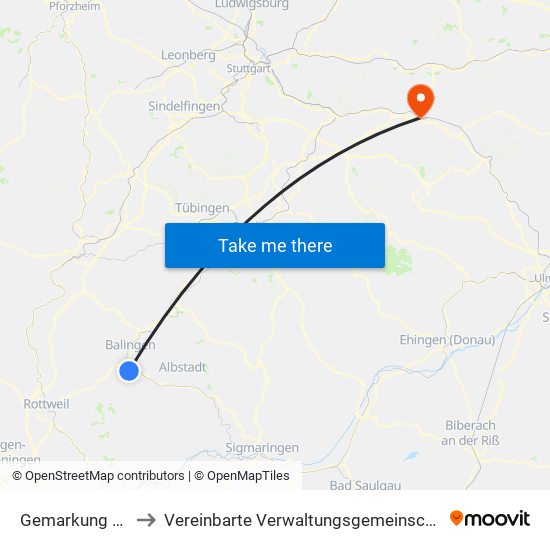 Gemarkung Weilstetten to Vereinbarte Verwaltungsgemeinschaft Der Stadt Göppingen map