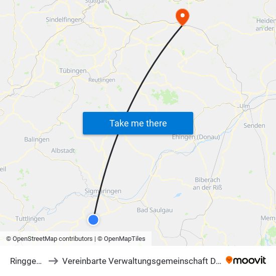 Ringgenbach to Vereinbarte Verwaltungsgemeinschaft Der Stadt Göppingen map