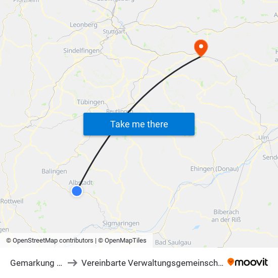 Gemarkung Lautlingen to Vereinbarte Verwaltungsgemeinschaft Der Stadt Göppingen map