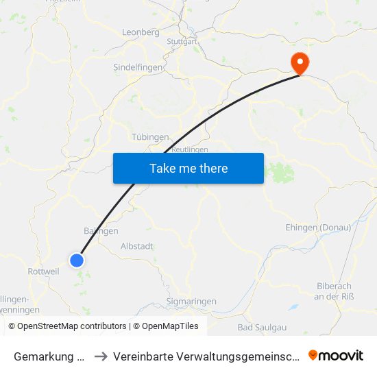 Gemarkung Schömberg to Vereinbarte Verwaltungsgemeinschaft Der Stadt Göppingen map