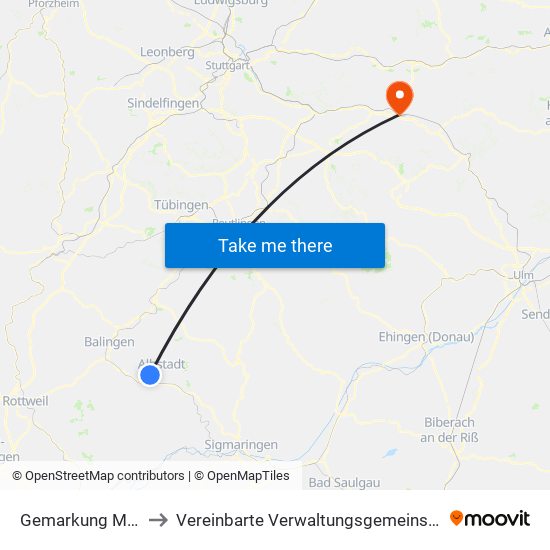 Gemarkung Margrethausen to Vereinbarte Verwaltungsgemeinschaft Der Stadt Göppingen map