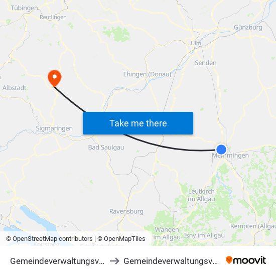 Gemeindeverwaltungsverband Rot-Tannheim to Gemeindeverwaltungsverband Gammertingen map