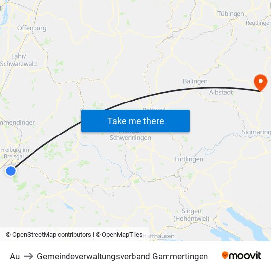 Au to Gemeindeverwaltungsverband Gammertingen map