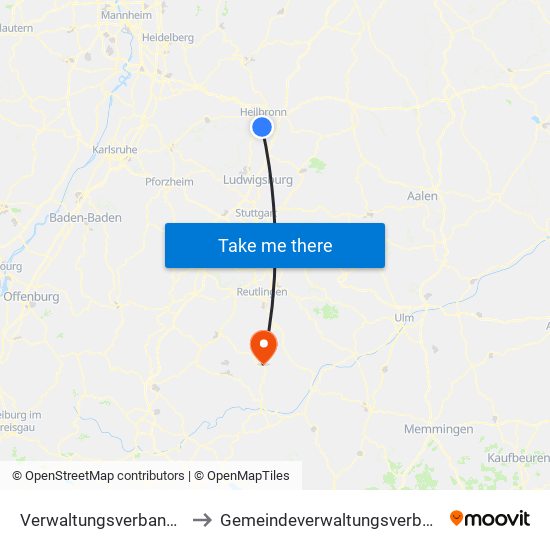 Verwaltungsverband Flein-Talheim to Gemeindeverwaltungsverband Gammertingen map