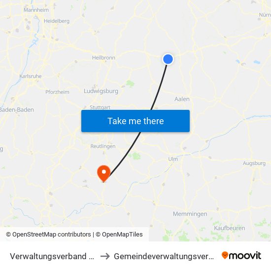 Verwaltungsverband Ilshofen-Vellberg to Gemeindeverwaltungsverband Gammertingen map