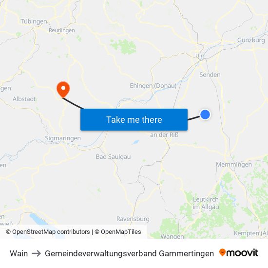 Wain to Gemeindeverwaltungsverband Gammertingen map