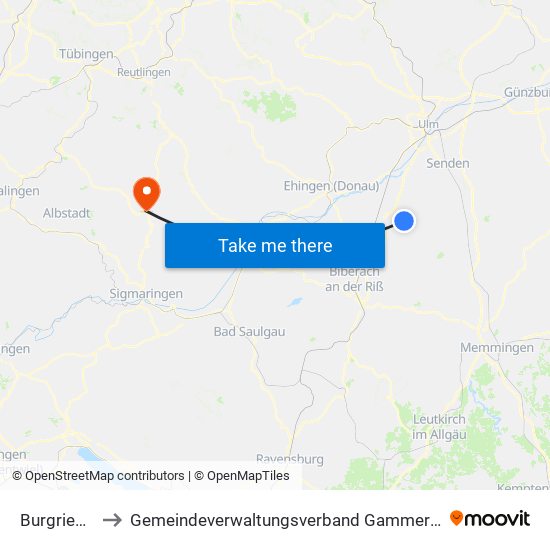 Burgrieden to Gemeindeverwaltungsverband Gammertingen map