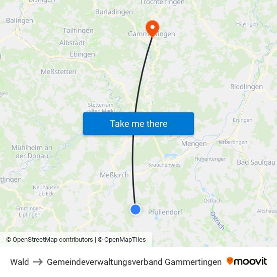 Wald to Gemeindeverwaltungsverband Gammertingen map