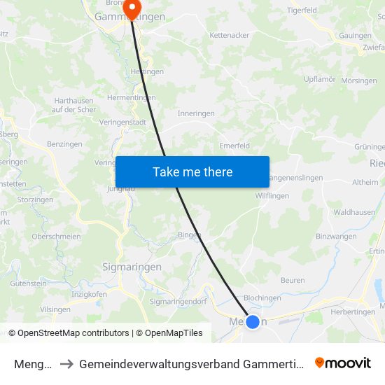 Mengen to Gemeindeverwaltungsverband Gammertingen map