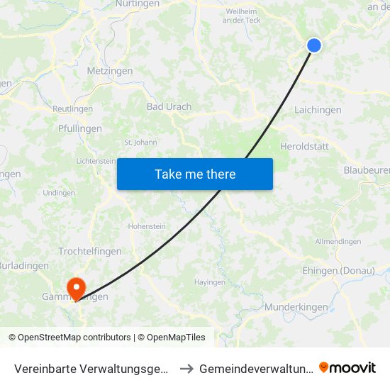 Vereinbarte Verwaltungsgemeinschaft Der Gemeinde Deggingen to Gemeindeverwaltungsverband Gammertingen map