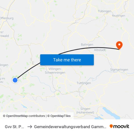 Gvv St. Peter to Gemeindeverwaltungsverband Gammertingen map