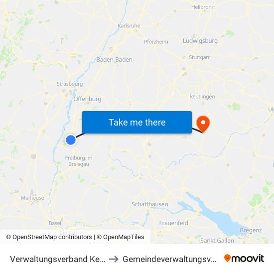 Verwaltungsverband Kenzingen-Herbolzheim to Gemeindeverwaltungsverband Gammertingen map