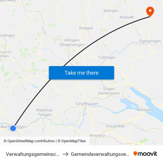 Verwaltungsgemeinschaft Bad Säckingen to Gemeindeverwaltungsverband Gammertingen map