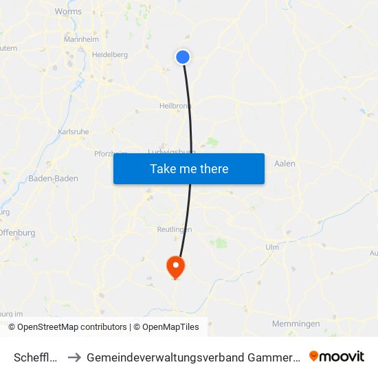 Schefflenz to Gemeindeverwaltungsverband Gammertingen map