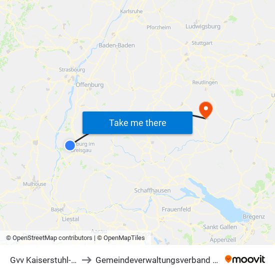 Gvv Kaiserstuhl-Tuniberg to Gemeindeverwaltungsverband Gammertingen map