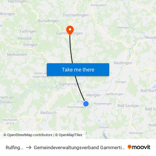 Rulfingen to Gemeindeverwaltungsverband Gammertingen map