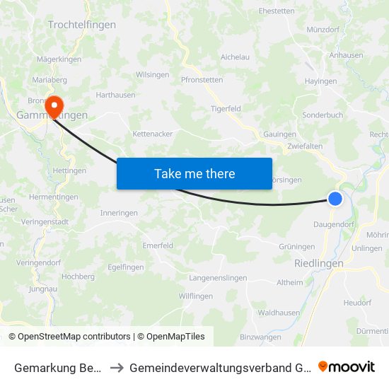 Gemarkung Bechingen to Gemeindeverwaltungsverband Gammertingen map