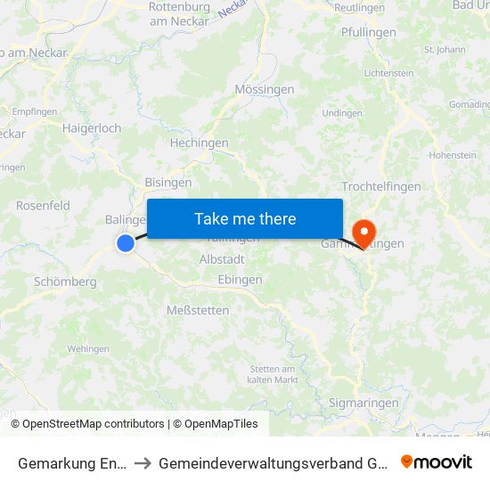 Gemarkung Endingen to Gemeindeverwaltungsverband Gammertingen map