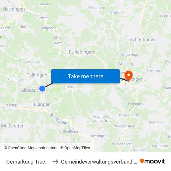 Gemarkung Truchtelfingen to Gemeindeverwaltungsverband Gammertingen map