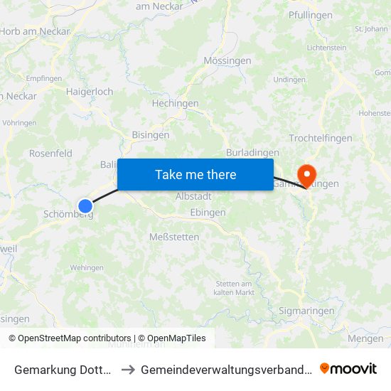 Gemarkung Dotternhausen to Gemeindeverwaltungsverband Gammertingen map