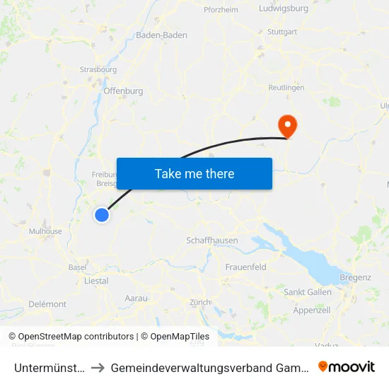 Untermünstertal to Gemeindeverwaltungsverband Gammertingen map
