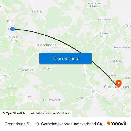 Gemarkung Starzeln to Gemeindeverwaltungsverband Gammertingen map