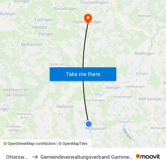 Otterswang to Gemeindeverwaltungsverband Gammertingen map