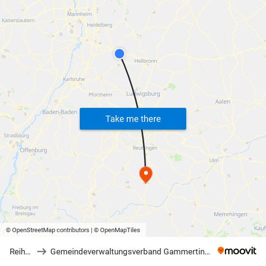 Reihen to Gemeindeverwaltungsverband Gammertingen map