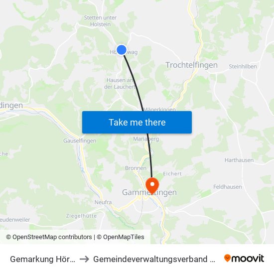 Gemarkung Hörschwag to Gemeindeverwaltungsverband Gammertingen map