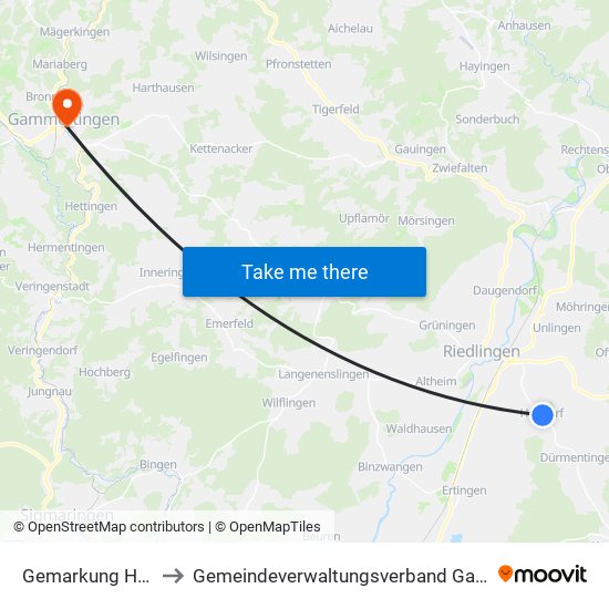 Gemarkung Heudorf to Gemeindeverwaltungsverband Gammertingen map