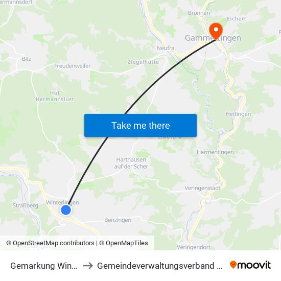 Gemarkung Winterlingen to Gemeindeverwaltungsverband Gammertingen map