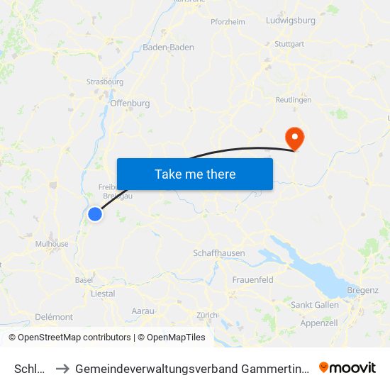 Schlatt to Gemeindeverwaltungsverband Gammertingen map