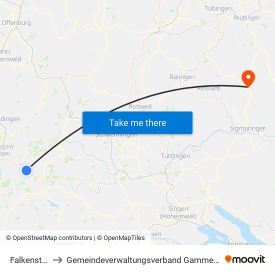 Falkensteig to Gemeindeverwaltungsverband Gammertingen map
