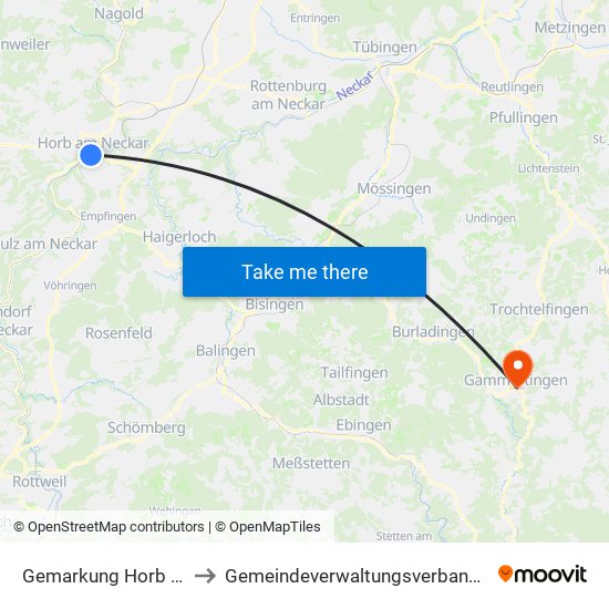 Gemarkung Horb am Neckar to Gemeindeverwaltungsverband Gammertingen map