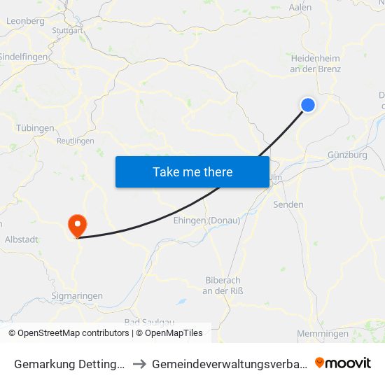 Gemarkung Dettingen am Albuch to Gemeindeverwaltungsverband Gammertingen map