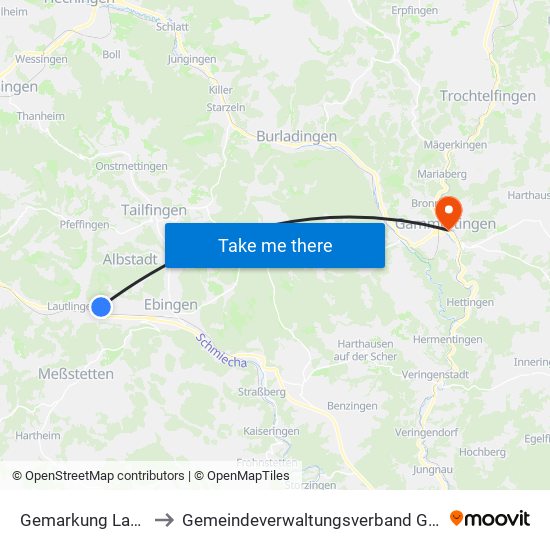 Gemarkung Lautlingen to Gemeindeverwaltungsverband Gammertingen map