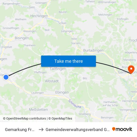 Gemarkung Frommern to Gemeindeverwaltungsverband Gammertingen map