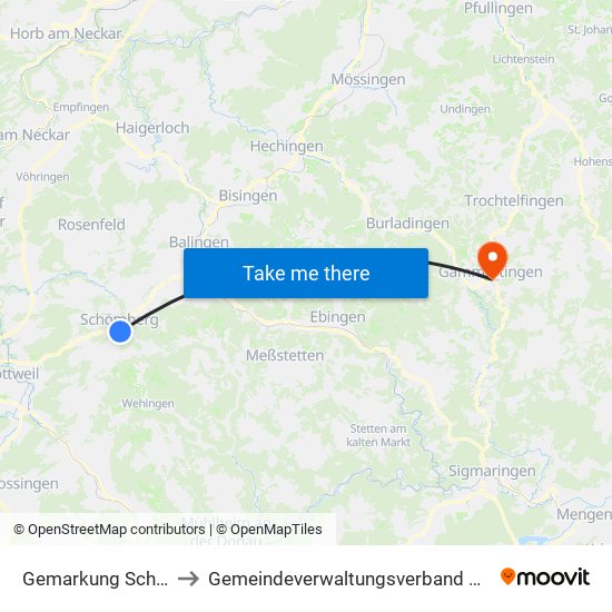 Gemarkung Schömberg to Gemeindeverwaltungsverband Gammertingen map