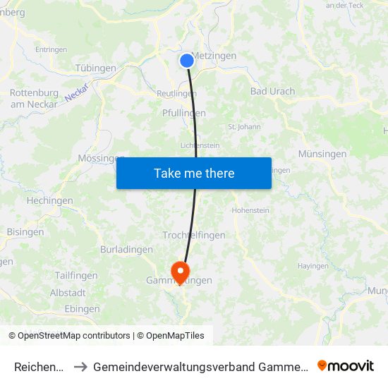 Reicheneck to Gemeindeverwaltungsverband Gammertingen map